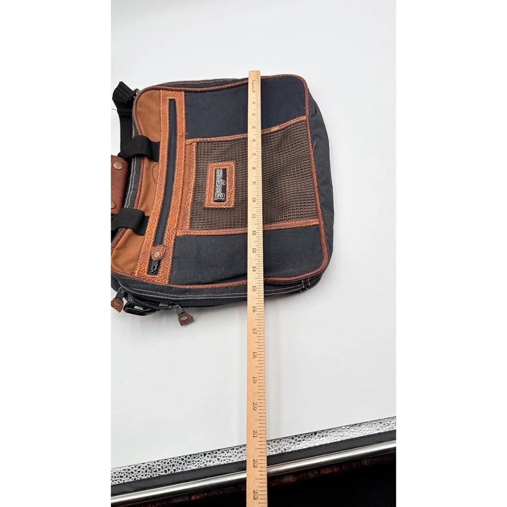 Vintage Eastsport Laptop Messenger Bag Black Brown‎ Canvas Tech Briefcase 90s